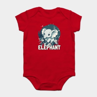 Adorable Blue Baby Elephant Illustration for Kids Baby Bodysuit